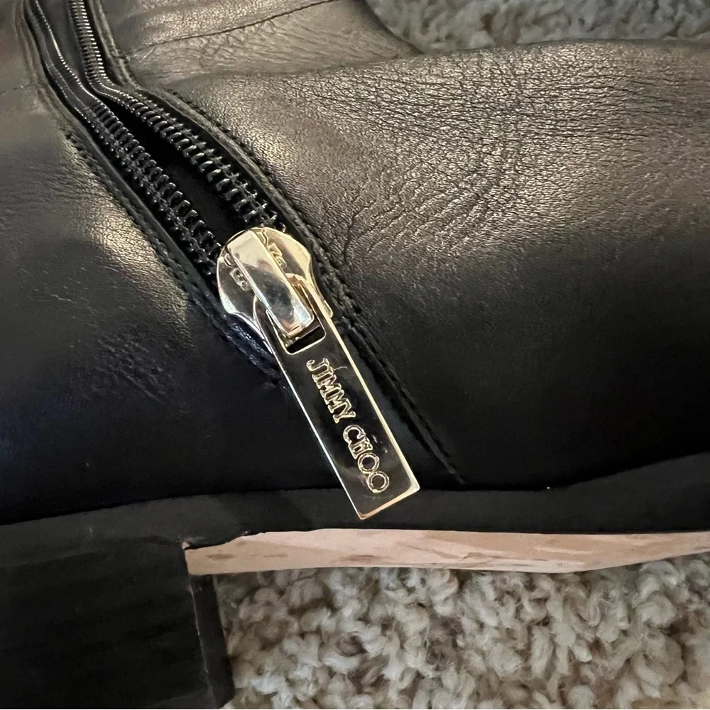 Jimmy Choo black leather riding boots